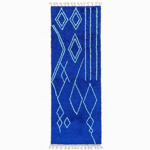 Tapis de couloir berbère Alnif bleu — tapis berbères contemporains