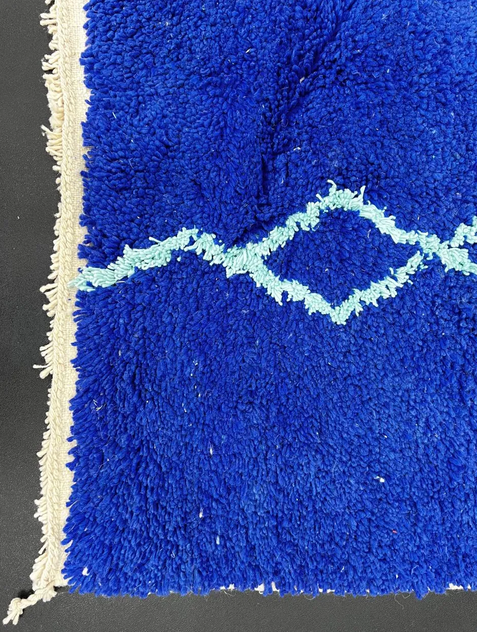 Tapis de couloir berbère Alnif bleu, vue 3 sur 4