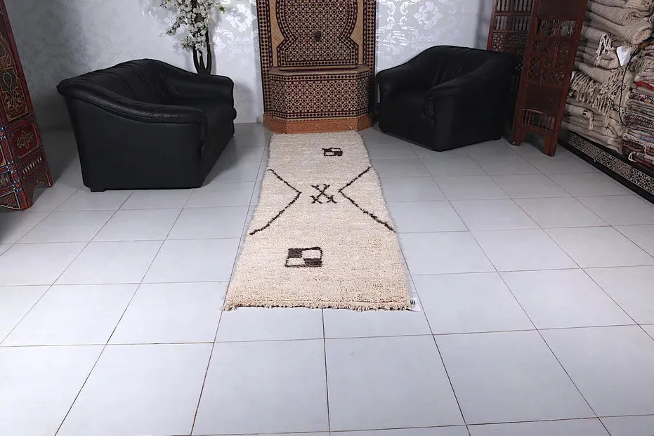 Tapis de couloir berbère Aman crème et marron aux motifs géométriques, vue 5 sur 7