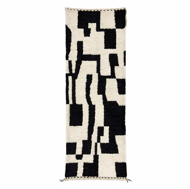 Tapis de couloir berbère Aman noir et blanc — tapis berbères contemporains