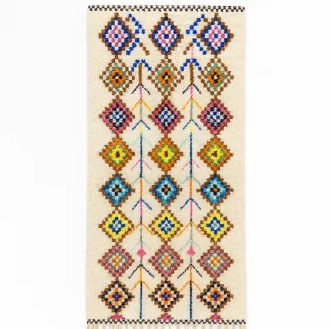 Tapis de couloir berbère Ameln multicolore à losanges — tapis berbères contemporains