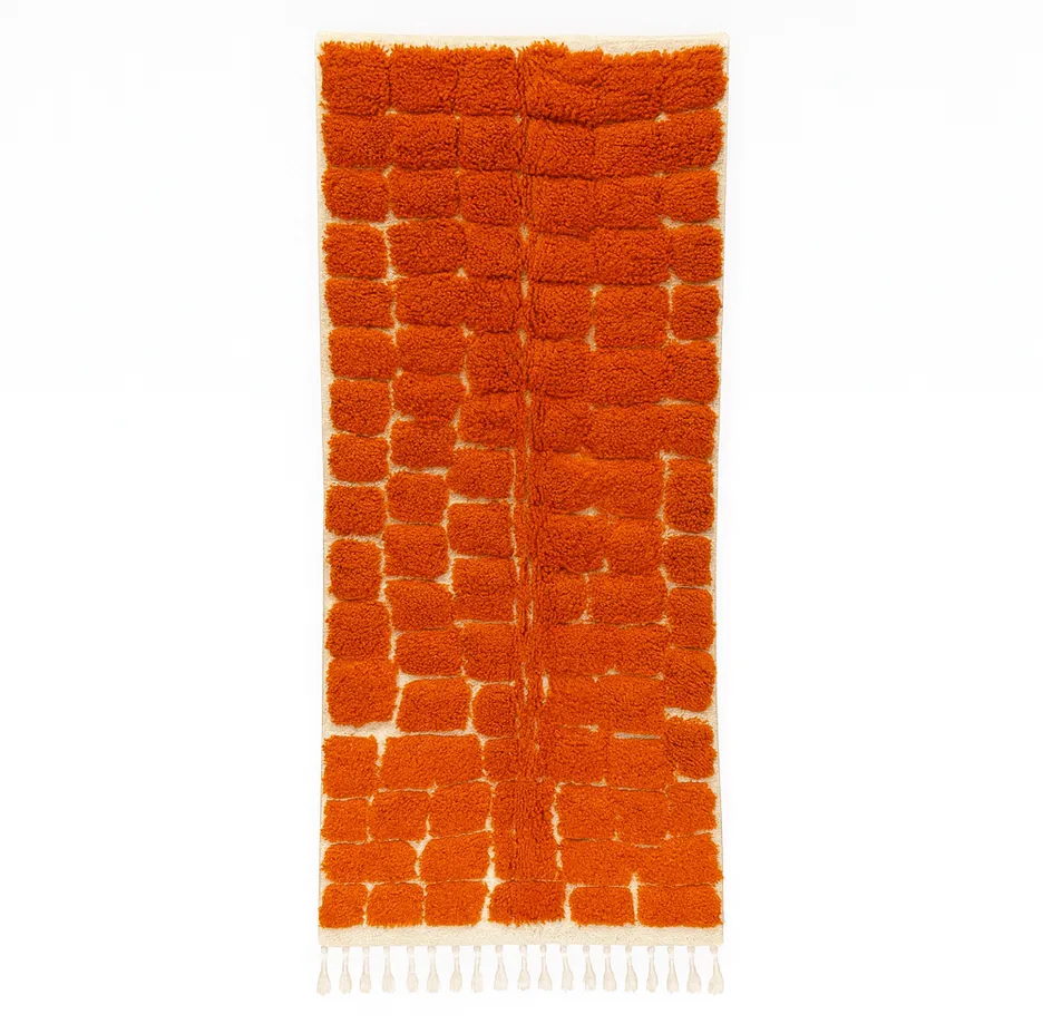Tapis de couloir berbère Anir orange — tapis berbères contemporains tissé à la main