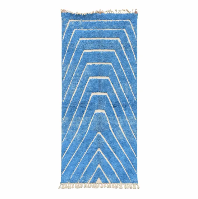 Tapis de couloir berbère Aoulouz bleu — tapis berbères contemporains