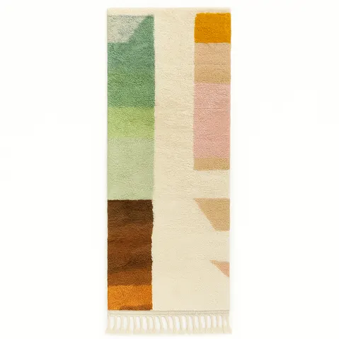 Tapis de couloir berbère Asni multicolore — tapis berbères contemporains