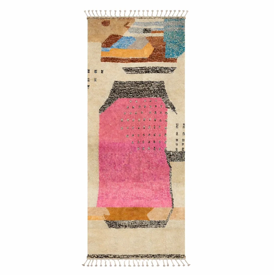 Tapis de couloir berbère Assif au dessin abstrait — tapis berbères contemporains tissé à la main