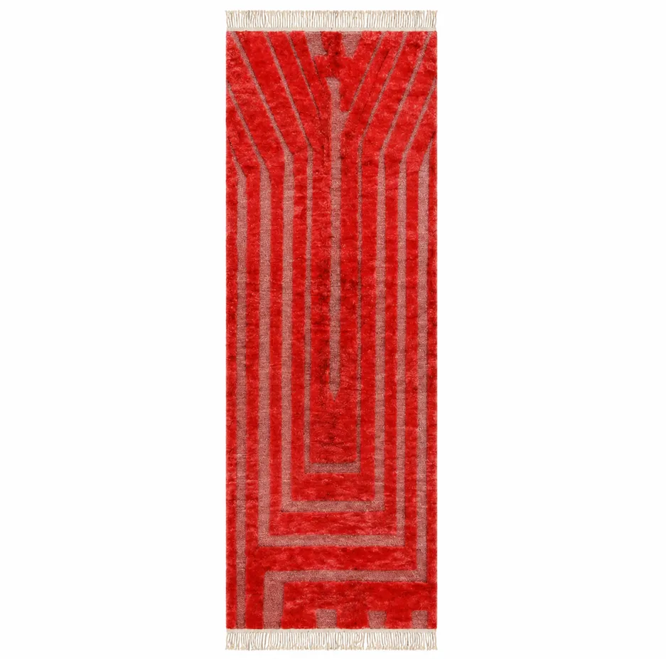 Tapis de couloir berbère Aylal rouge — tapis berbères contemporains tissé à la main