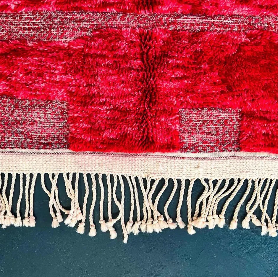 Tapis de couloir berbère Aylal rouge, vue 3 sur 4