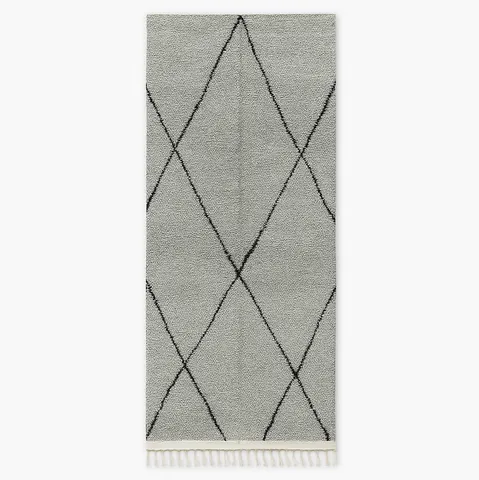 Tapis de couloir berbère Azul gris à losanges — tapis berbères contemporains