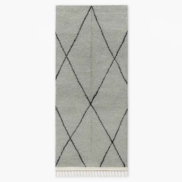 Tapis de couloir berbère Azul gris à losanges — tapis berbères contemporains
