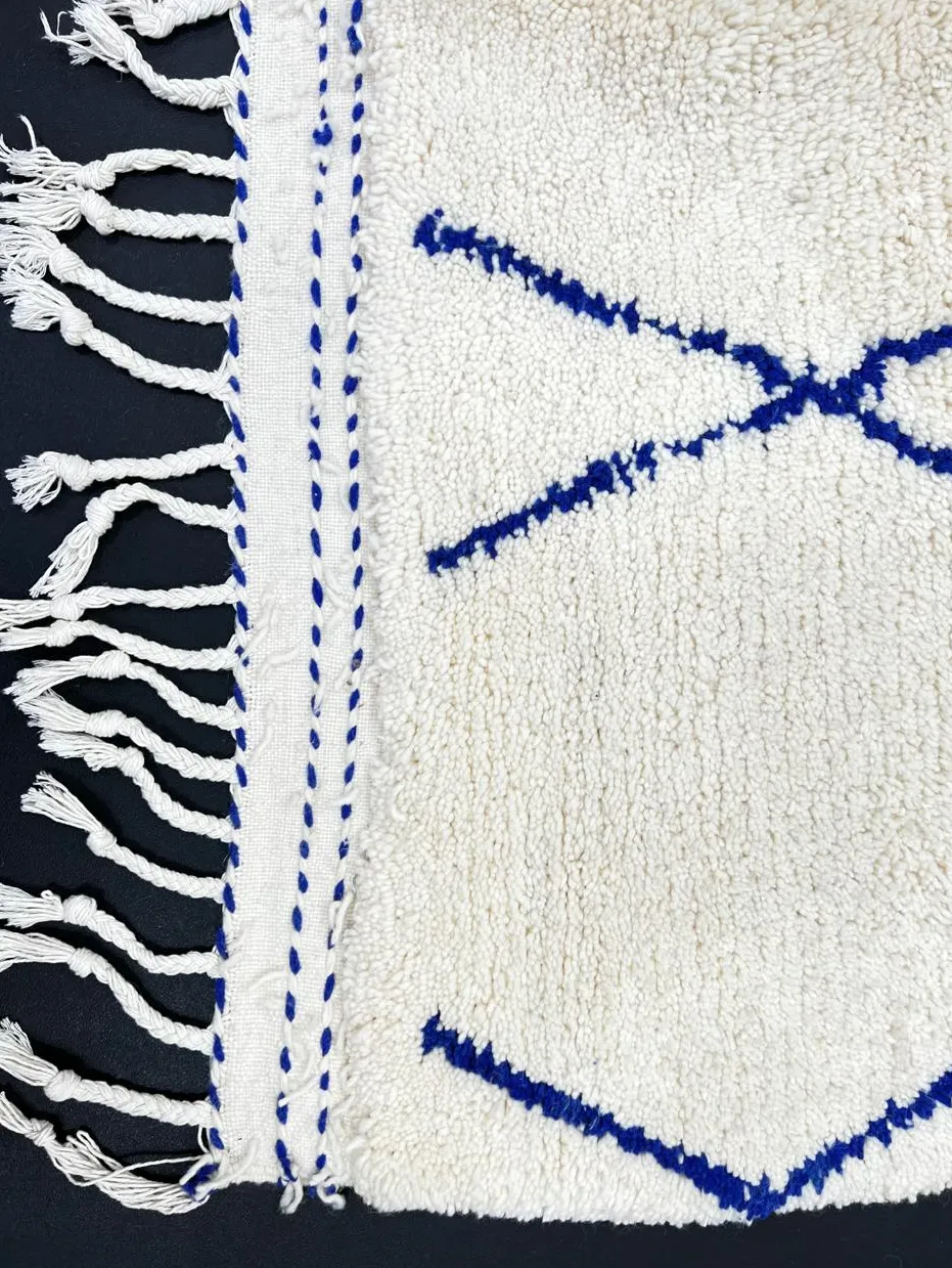 Tapis de couloir berbère Badis bleu à losanges, vue 3 sur 4
