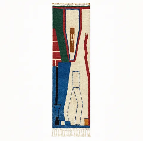 Tapis de couloir berbère Bouarfa au dessin abstrait — tapis berbères contemporains
