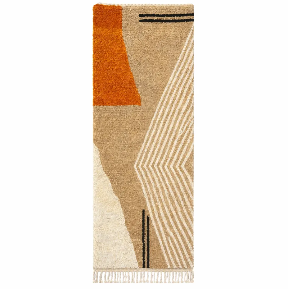 Tapis de couloir berbère Dadès au dessin abstrait — tapis berbères contemporains tissé à la main
