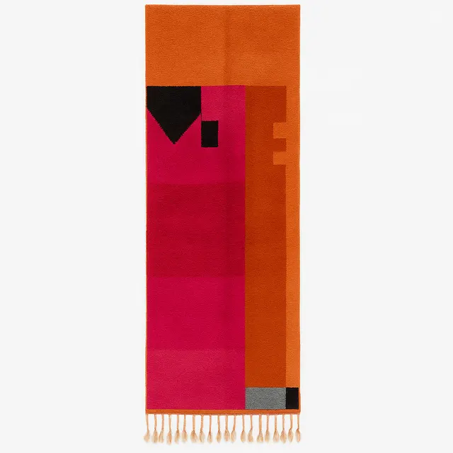 Tapis de couloir berbère Dadès rose et orange au dessin abstrait — tapis berbères contemporains