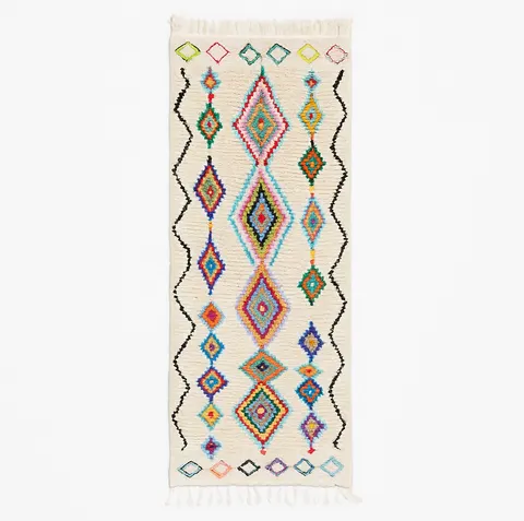 Tapis de couloir berbère Dayet multicolore à losanges — tapis berbères contemporains