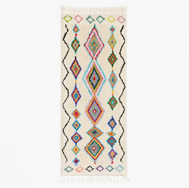 Tapis de couloir berbère Dayet multicolore à losanges — tapis berbères contemporains