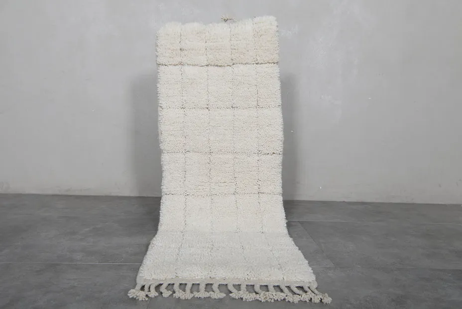 Tapis de couloir berbère Drâa crème uni, vue 3 sur 7