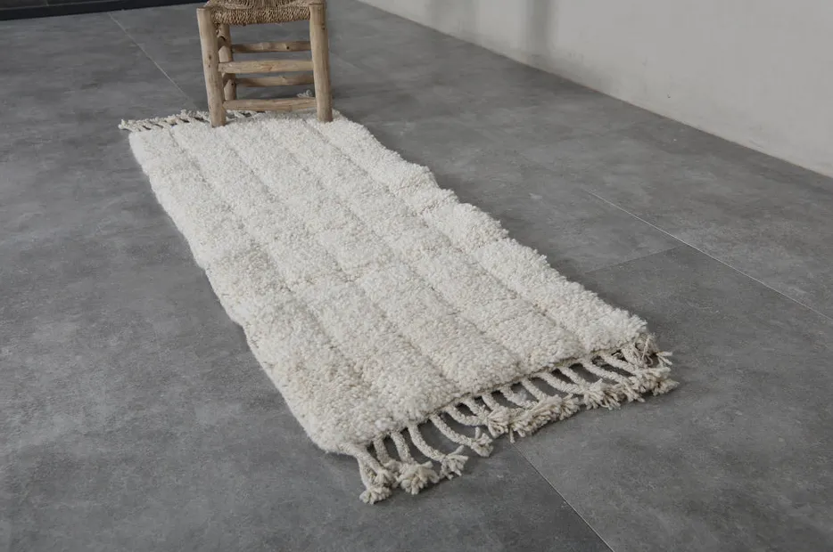 Tapis de couloir berbère Drâa crème uni, vue 6 sur 7