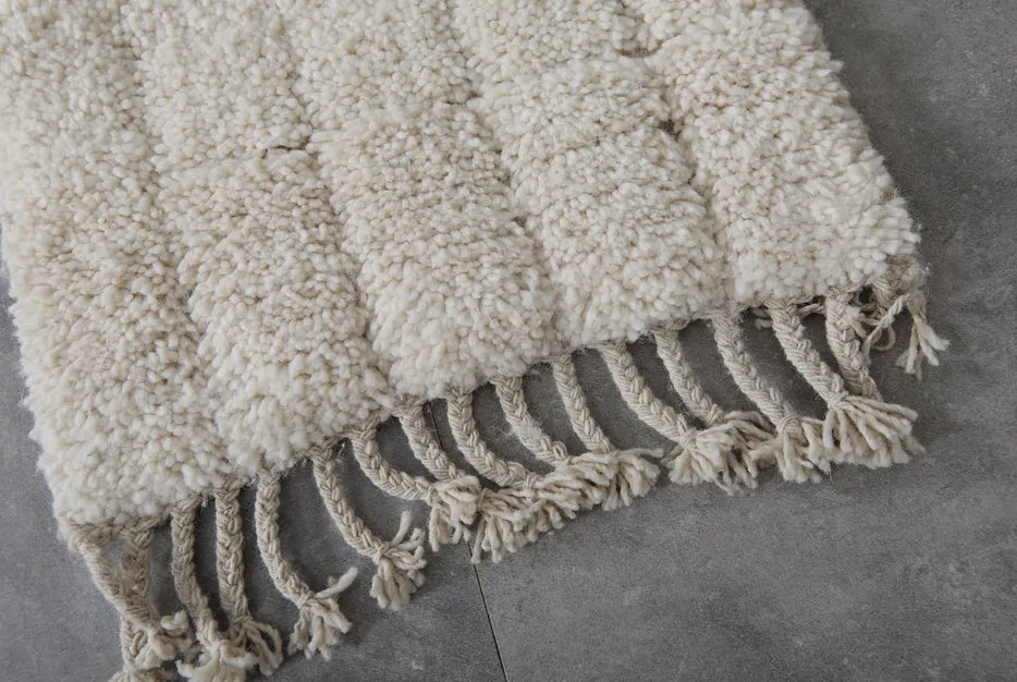 Tapis de couloir berbère Drâa crème uni, vue 7 sur 7