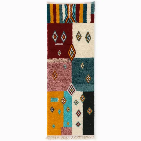 Tapis de couloir berbère Drâa multicolore — tapis berbères contemporains