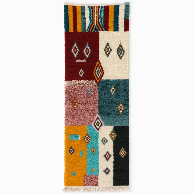 Tapis de couloir berbère Drâa multicolore — tapis berbères contemporains