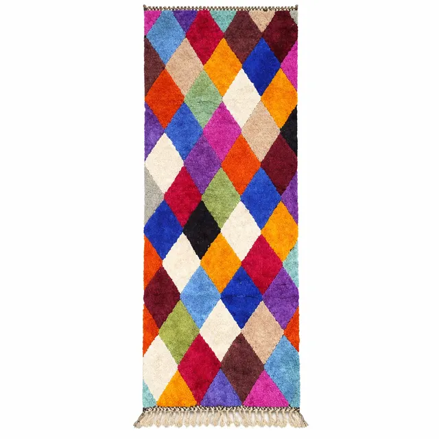 Tapis de couloir berbère Guercif multicolore à losanges — tapis berbères contemporains