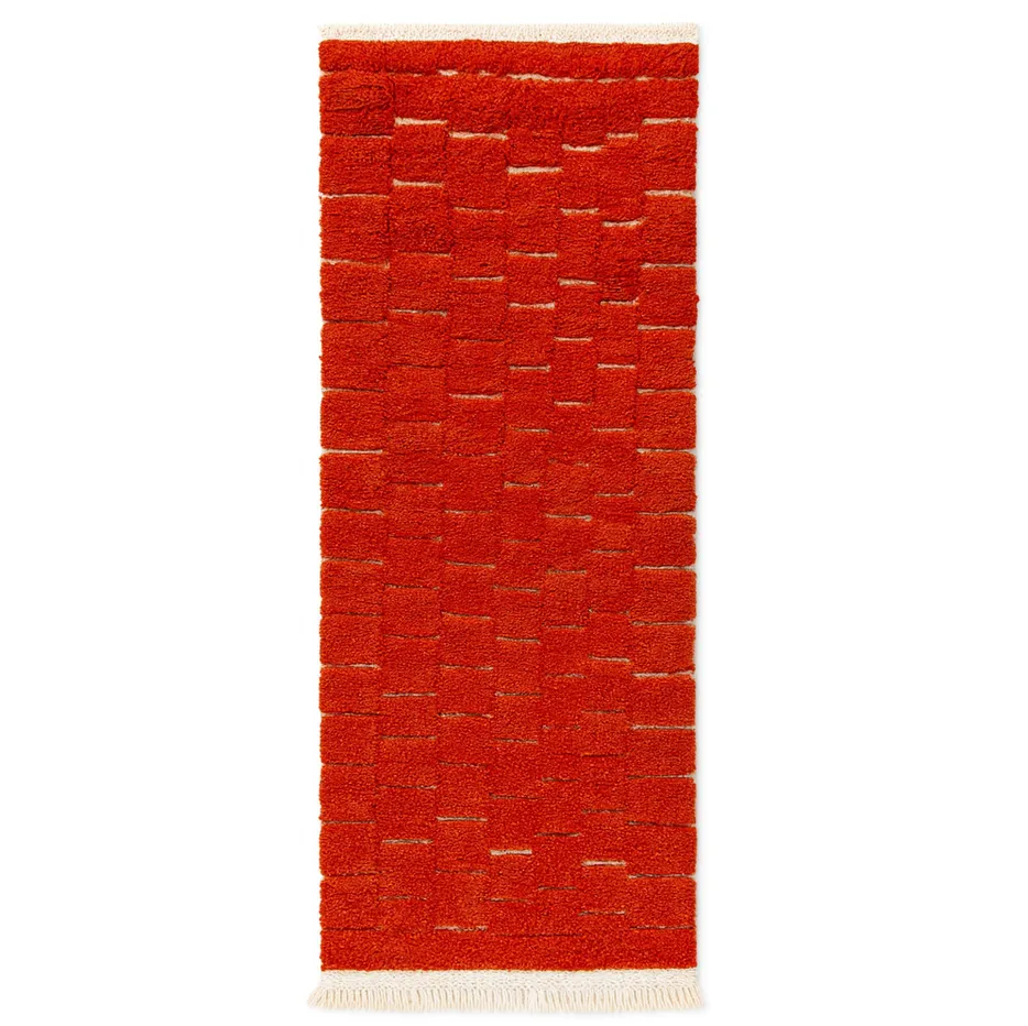 Tapis de couloir berbère Guercif rouge — tapis berbères contemporains tissé à la main