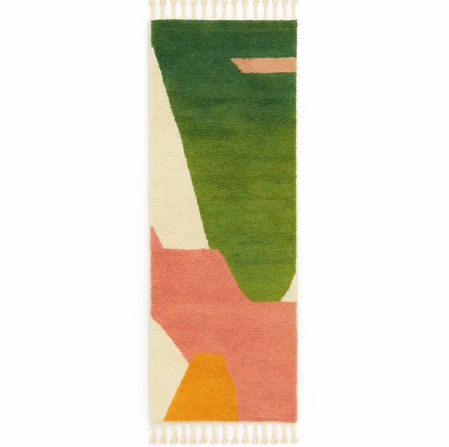 Tapis de couloir berbère Hachlaf multicolore au dessin abstrait — tapis berbères contemporains
