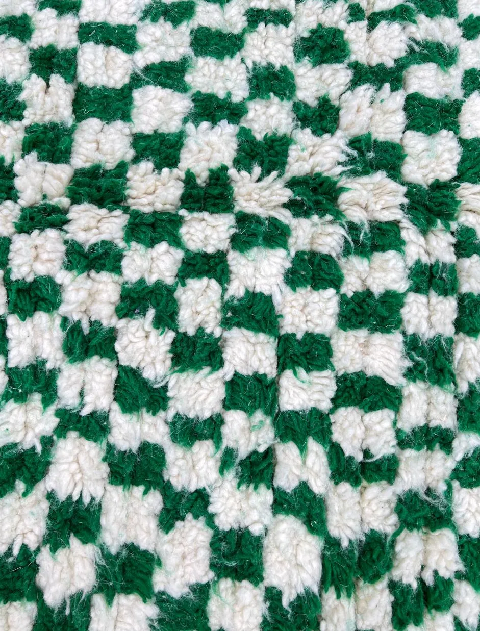 Tapis de couloir berbère Ifrane vert à damier, vue 4 sur 4