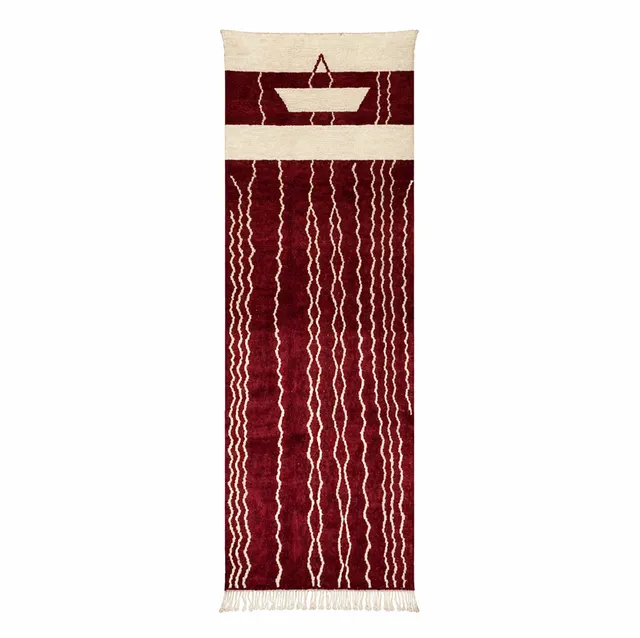 Tapis de couloir berbère Igherm rouge — tapis berbères contemporains