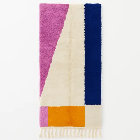 Tapis de couloir berbère Igider multicolore au dessin abstrait — tapis berbères contemporains