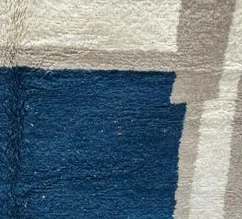 Tapis de couloir berbère Imlil blanc et bleu, vue 3 sur 4