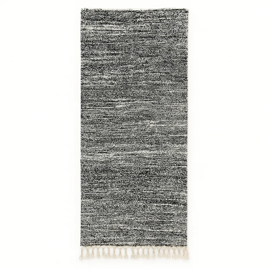 Tapis de couloir berbère Itri noir et blanc — tapis berbères contemporains tissé à la main