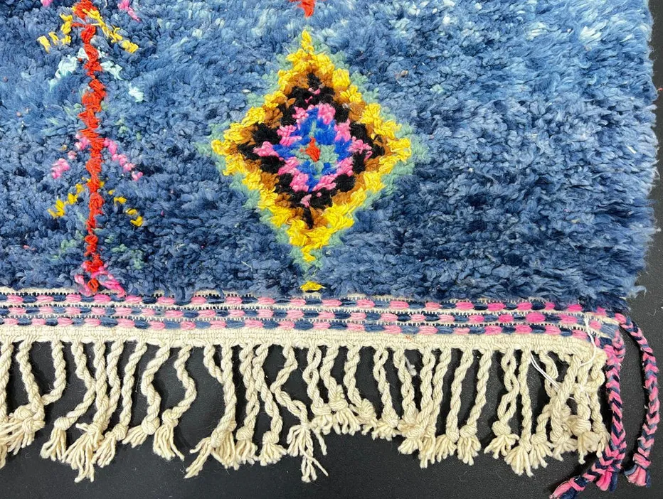 Tapis de couloir berbère Izza bleu et multicolore à losanges, vue 3 sur 4