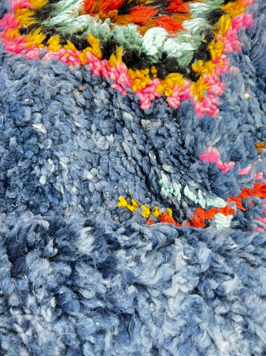 Tapis de couloir berbère Izza bleu et multicolore à losanges, vue 4 sur 4