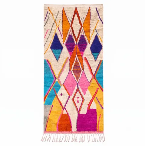 Tapis de couloir berbère Jorf multicolore à losanges — tapis berbères contemporains