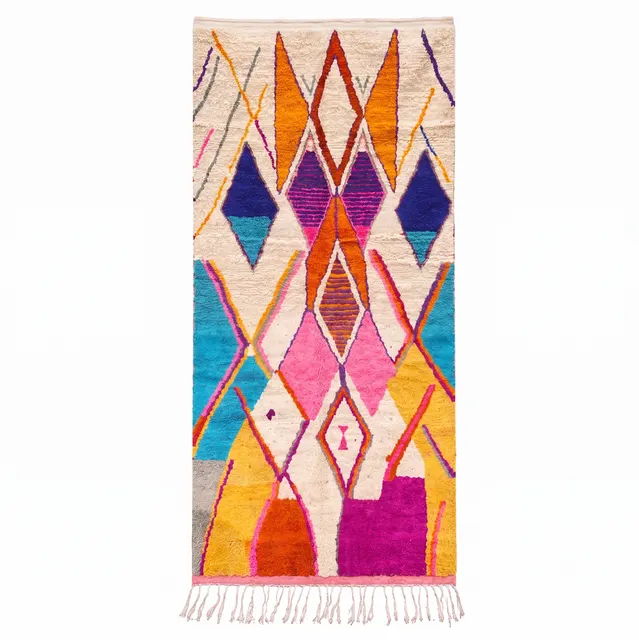 Tapis de couloir berbère Jorf multicolore à losanges — tapis berbères contemporains