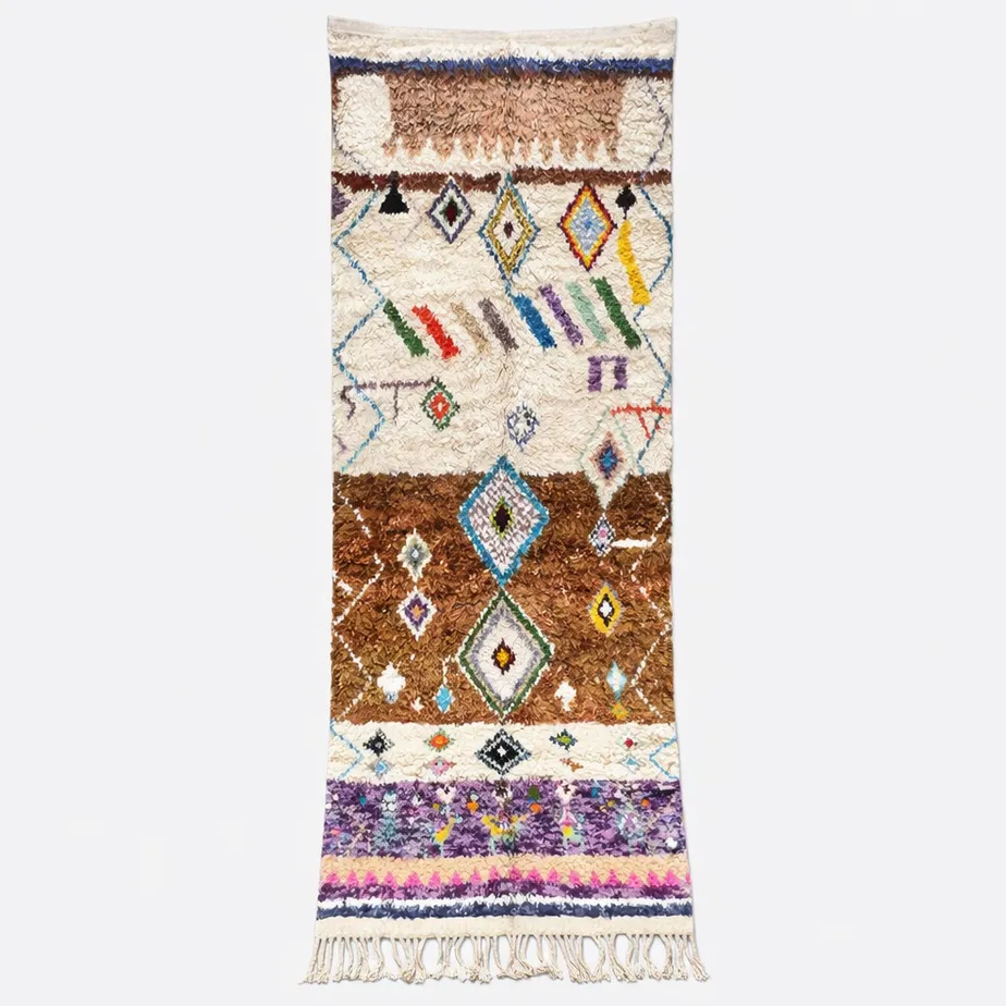 Tapis de couloir berbère Ksiba multicolore — tapis berbères contemporains tissé à la main