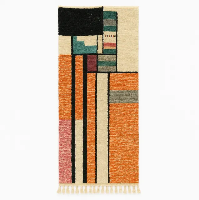 Tapis de couloir berbère Lakhdar au dessin abstrait — tapis berbères contemporains