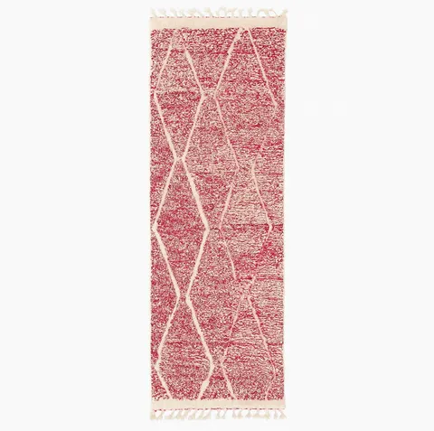 Tapis de couloir berbère Loukkos rose à losanges — tapis berbères contemporains