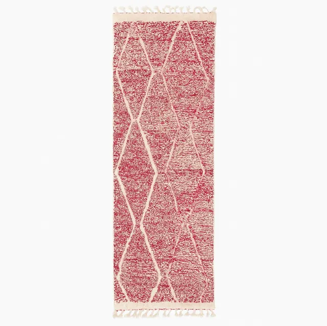Tapis de couloir berbère Loukkos rose à losanges — tapis berbères contemporains