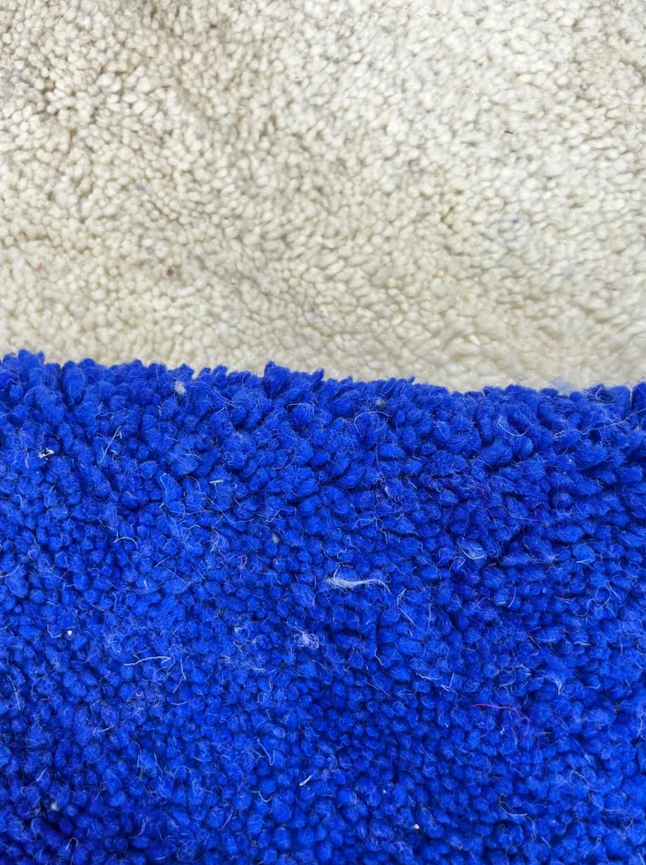 Tapis de couloir berbère Massin bleu et vert aux motifs géométriques, vue 4 sur 4