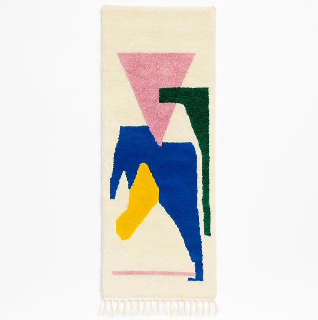 Tapis de couloir berbère Merzouga multicolore aux motifs géométriques — tapis berbères contemporains