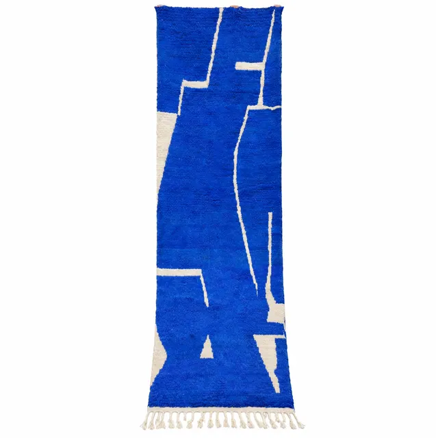 Tapis de couloir berbère Mhamid bleu — tapis berbères contemporains