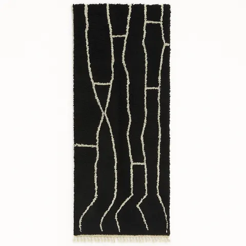 Tapis de couloir berbère Midelt noir et blanc — tapis berbères contemporains