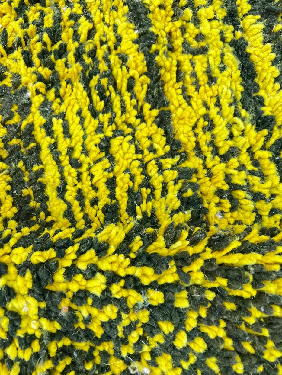 Tapis de couloir berbère Mirleft jaune et vert à lignes, vue 4 sur 4