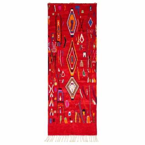 Tapis de couloir berbère Missour rouge — tapis berbères contemporains
