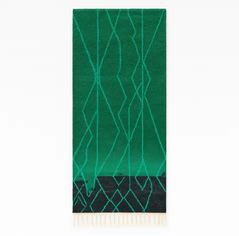 Tapis de couloir berbère Moulouya vert — tapis berbères contemporains