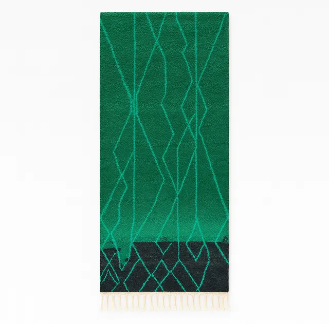 Tapis de couloir berbère Moulouya vert — tapis berbères contemporains