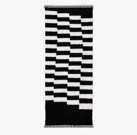 Tapis de couloir berbère Nfis noir et blanc — tapis berbères contemporains