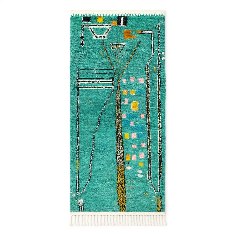 Tapis de couloir berbère Noun au dessin abstrait — tapis berbères contemporains tissé à la main